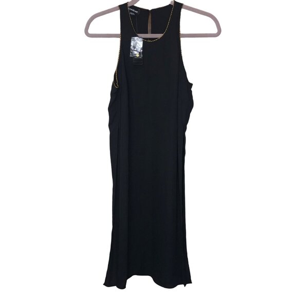 Bebe Tunic Top Split Sides Open Back Sheer Lined Romantic Whimsigoth Black Sexy - Picture 1 of 12